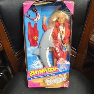 Barbie Baywatch Lifeguard Doll with Dolphin - Red and Gray